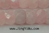 CRQ686 15.5 inches 8*14mm faceted rondelle rose quartz beads