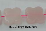 CRQ714 15.5 inches 20*20mm carved flower rose quartz beads
