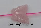 CRQ716 15.5 inches 25*30mm carved butterfly rose quartz beads