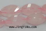 CRQ72 15.5 inches 12*24mm twisted rice natural rose quartz beads