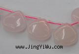 CRQ721 Top drilled 15*15mm flat teardrop rose quartz beads