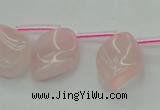 CRQ732 Top drilled 15*20mm twisted marquise rose quartz beads