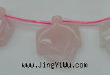 CRQ740 Top drilled 22*30mm carved leaf rose quartz beads