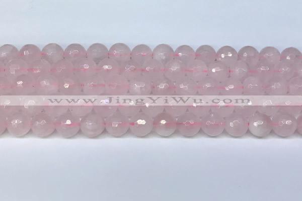 CRQ798 15.5 inches 10mm faceted round rose quartz gemstone beads