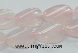 CRQ80 15.5 inches 15*20mm twisted oval natural rose quartz beads