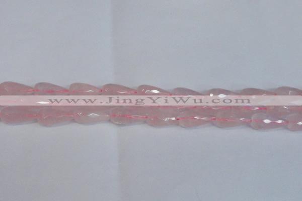 CRQ810 15.5 inches 12*25mm faceted teardrop rose quartz beads