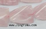 CRQ83 15.5 inches 20*30mm twisted rectangle natural rose quartz beads