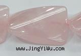 CRQ84 15.5 inches 30*40mm twisted rectangle natural rose quartz beads