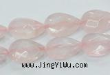 CRQ87 15.5 inches 12*18mm faceted teardrop natural rose quartz beads
