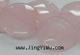 CRQ97 15.5 inches 25mm faceted flat round natural rose quartz beads