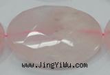 CRQ99 15.5 inches 50mm faceted flat round natural rose quartz beads