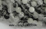 CRU01 15.5 inches 6mm faceted round black rutilated quartz beads