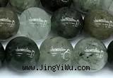 CRU1043 15 inches 10mm round green rutilated quartz beads