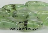 CRU106 15.5 inches 10*25mm teardrop green rutilated quartz beads