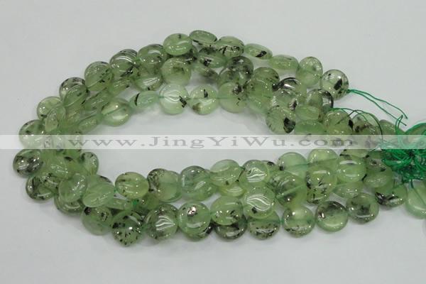 CRU110 15.5 inches 16mm flat round green rutilated quartz beads
