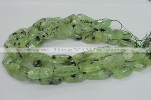 CRU128 15.5 inches 17*33mm faceted rectangle green rutilated quartz beads