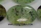 CRU142 15.5 inches 30*40mm faceted oval green rutilated quartz beads
