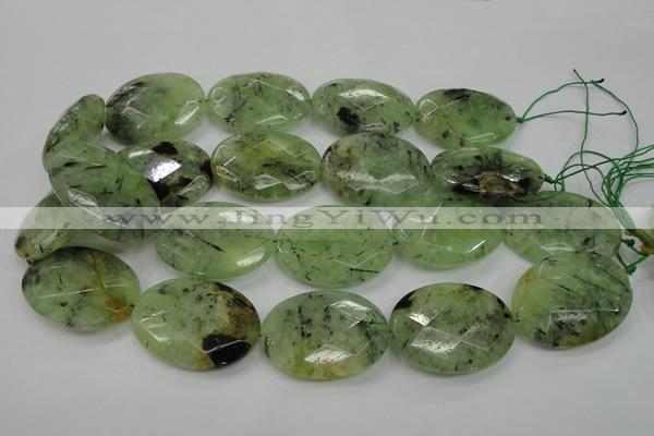 CRU142 15.5 inches 30*40mm faceted oval green rutilated quartz beads