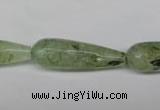 CRU175 15.5 inches 10*30mm faceted teardrop green rutilated quartz beads