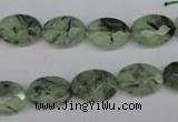 CRU188 15.5 inches 10*14mm faceted oval green rutilated quartz beads