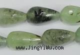 CRU215 15 inches 12*22mm faceted teardrop green rutilated quartz beads