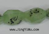 CRU217 12*20mm – 18*25 faceted nuggets green rutilated quartz beads
