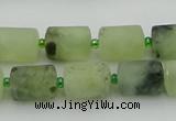 CRU232 15.5 inches 10*14mm tube matte green rutilated quartz beads