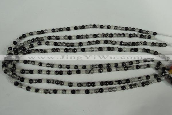 CRU301 15.5 inches 5mm round black rutilated quartz beads