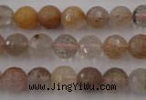 CRU403 15.5 inches 10mm faceted round Multicolor rutilated quartz beads