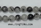 CRU50 15.5 inches 4mm round black rutilated quartz beads wholesale