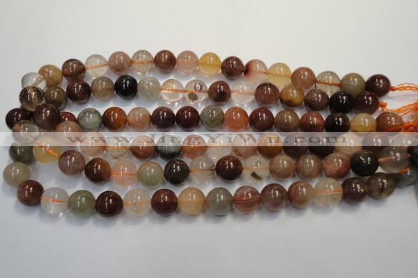 CRU655 15.5 inches 12mm round Multicolor rutilated quartz beads