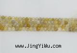 CRU667 15.5 inches 6mm faceted round golden rutilated quartz beads