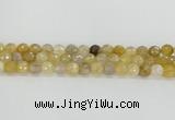 CRU668 15.5 inches 8mm faceted round golden rutilated quartz beads