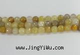 CRU669 15.5 inches 10mm faceted round golden rutilated quartz beads