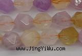 CRU773 15.5 inches 10mm faceted nuggets lavender amethyst & citrine beads