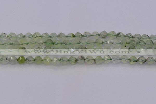 CRU791 15.5 inches 6mm faceted nuggets green rutilated quartz beads