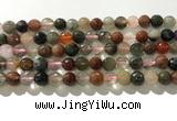 CRU912 15.5 inches 8mm faceted round mixed rutilated quartz beads