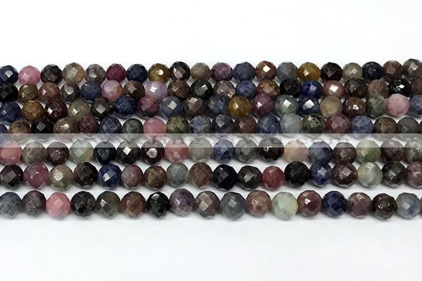 CRZ1169 15 inches 6mm faceted round ruby sapphire beads