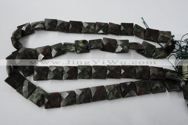 CRZ235 15.5 inches 15*15mm faceted square ruby zoisite gemstone beads