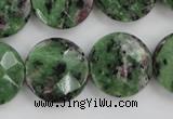 CRZ716 15 inches 20mm faceted coin ruby zoisite gemstone beads