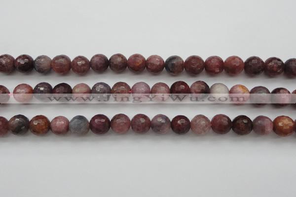CRZ853 15.5 inches 9mm faceted round natural ruby gemstone beads
