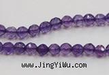 CSA12 15.5 inches 4mm faceted round synthetic amethyst beads
