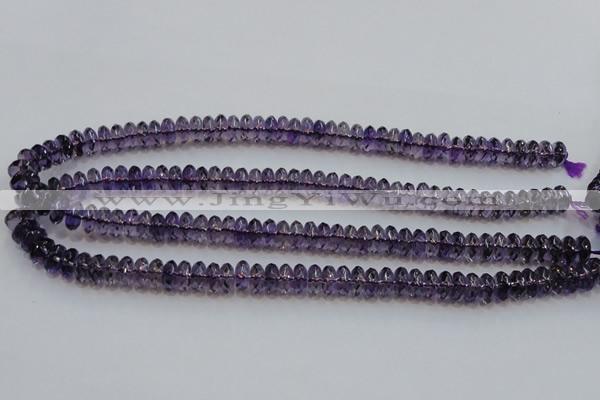 CSA23 15.5 inches 5*10mm faceted rondelle synthetic amethyst beads