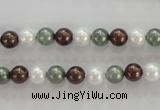 CSB1012 15.5 inches 6mm round mixed color shell pearl beads