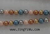 CSB1015 15.5 inches 6mm round mixed color shell pearl beads