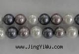CSB1030 15.5 inches 8mm round mixed color shell pearl beads