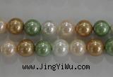 CSB1043 15.5 inches 8mm round mixed color shell pearl beads