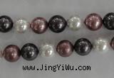 CSB1045 15.5 inches 8mm round mixed color shell pearl beads