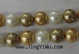 CSB1068 15.5 inches 10mm round mixed color shell pearl beads