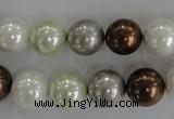 CSB1090 15.5 inches 12mm round mixed color shell pearl beads